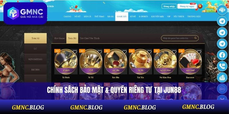 Chính sách bảo mật & quyền riêng tư tại Jun88