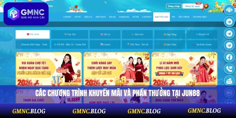 Các chương trình khuyến mãi và phần thưởng tại Jun88