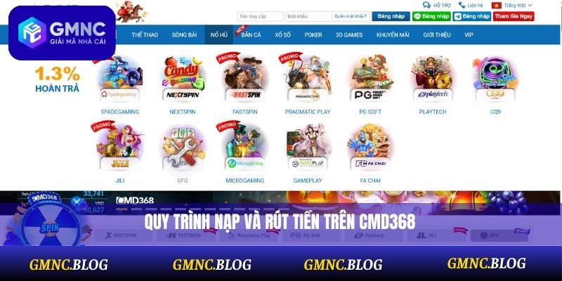 Quy trình nạp và rút tiền trên CMD368