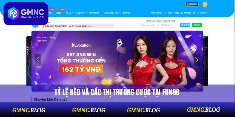 Tỷ lệ kèo và các thị trường cược tại Fun88